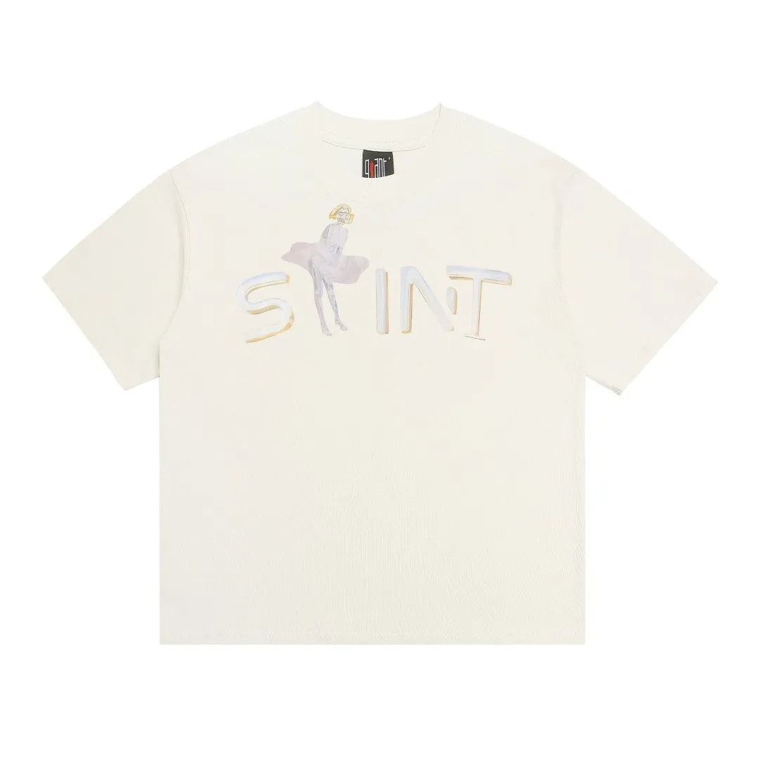 Meichao Saint Michael Sorayama Hajime Marilyn Monroe retro printed distressed short-sleeved T-shirt with digital white ink direct printing, breathable fabric, three-dimensional and clear pattern. Fabric: Double yarn 240g Style number: S966 Size: S-M-L-XL Color: Off-white Price: P110